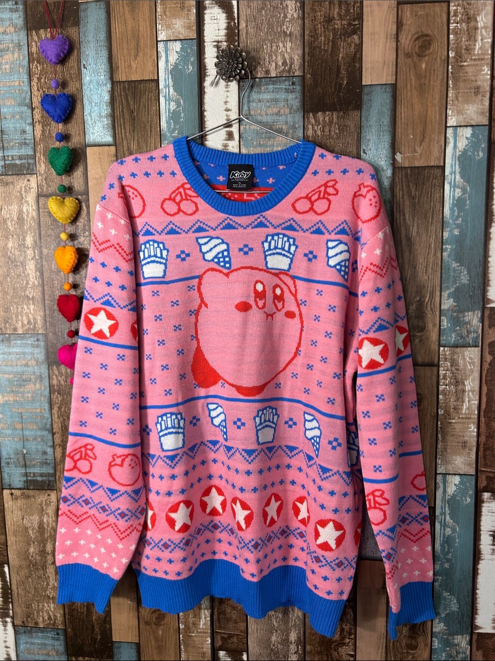 RBX Kirby Pink Sweater with Blue Trim
